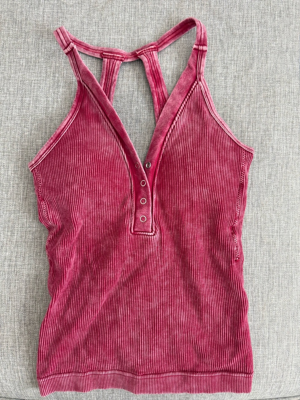 Ali Ro Rose Ribbed Henley Racerback Tank